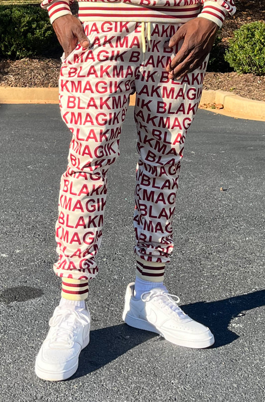 CREAM/BURGUNDY BLAKMAGIK UNIVERSAL JOGGERS